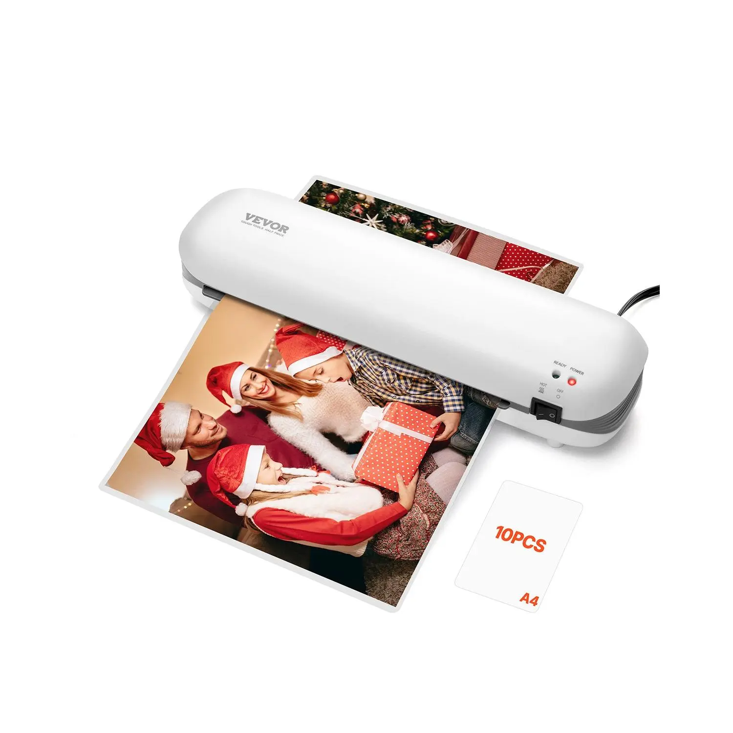 【DealsForYouDays】VEVOR Laminator Machine, Thermal Laminator for Max A4 Paper Size, 3-4 min Quick Warm Portable Laminator, 3-5 mil Thickness, Ideal for Home, Office, Business, or School Supplies, White+ Grey