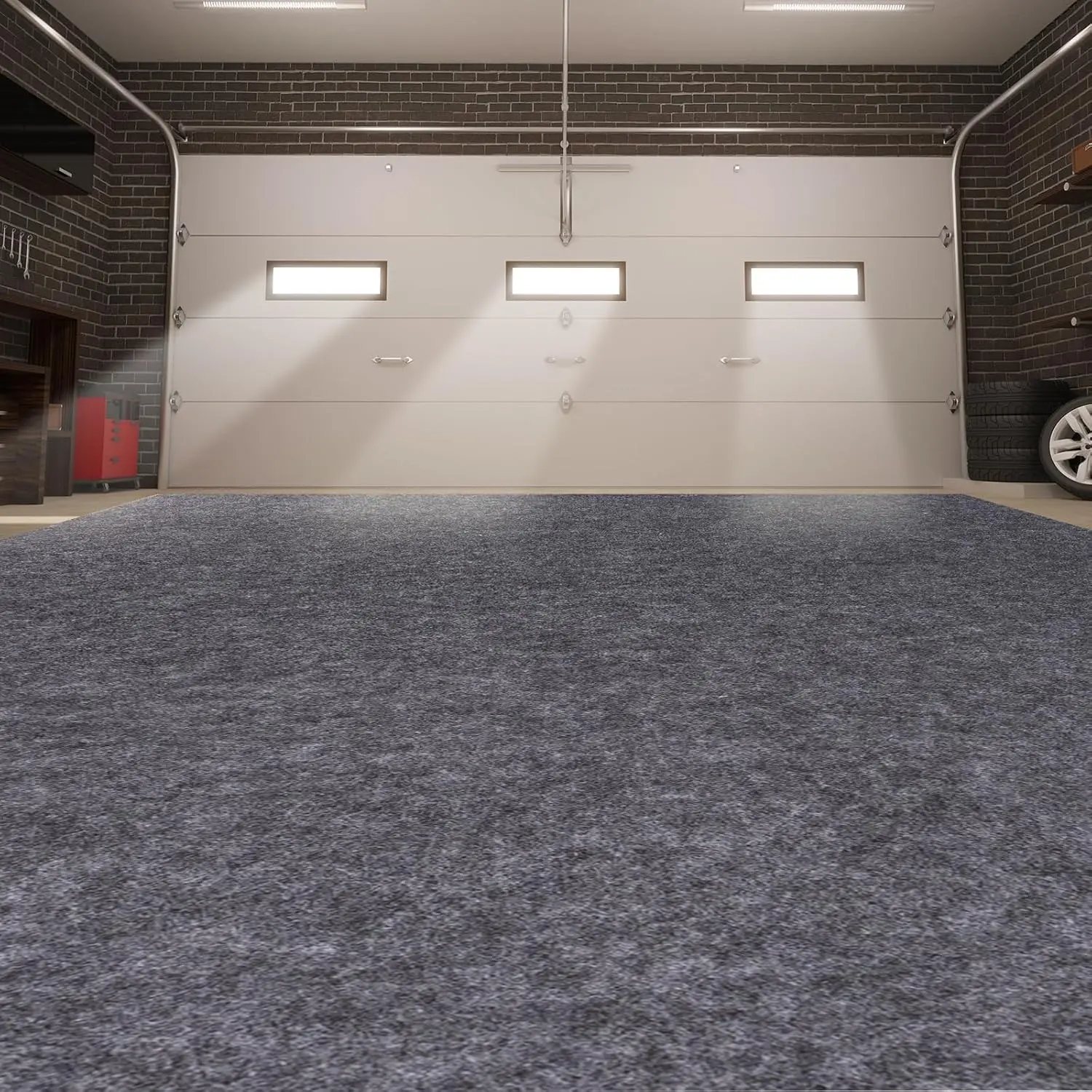 Garage Mats Oversize Garage Floor Paking Mat for Under , 7.4 x 8.4 Ft Non-Slip Gray Garage Flooring Carpets, Absorbent Oil Garage Parking Mat,  Mats