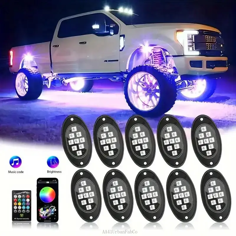 12V Truck Underglow Light Kits, Wireless Remote Control, Music Mode, Multicolor Neon Lights for Off-Road Pickups, UrbanFabCo AA41