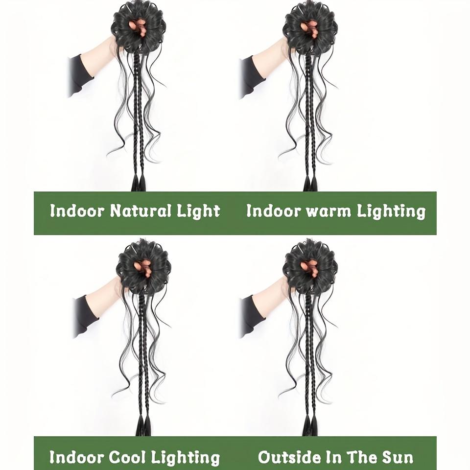 Traditional Chinese Hanfu Wig - Ancient-style side-tied dragon beard bun with twisted braids and curly wavy ponytail, a hair accessory for cheongsam costumes, suitable for Chinese New Year and cultural events (includes adjustable headband)