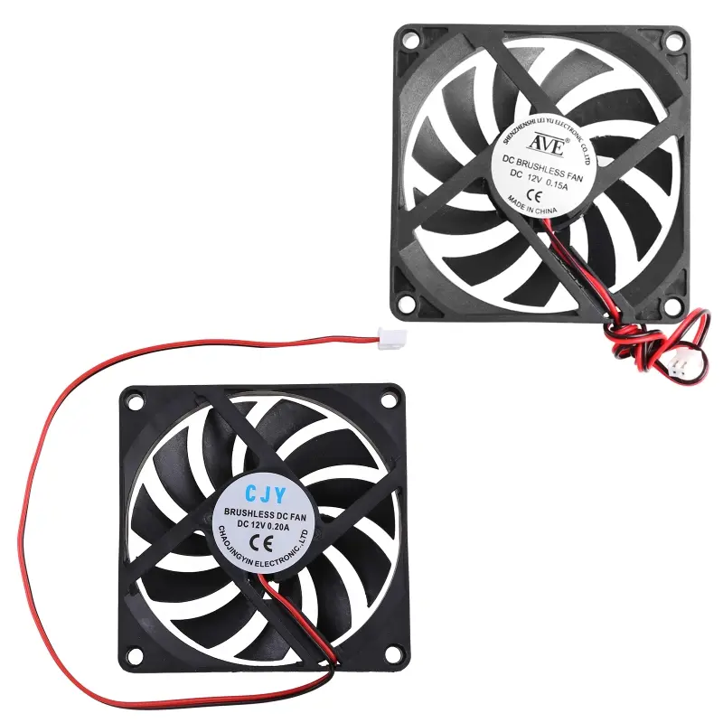 12V 2-Pin 80x80x10mm Brushless Cooling Fan for PC Computer CPU System, 8010 Desktop Chassis Radiator Cooler for PC Users