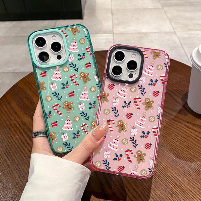 Phone Case for iPhone 17 Air  16 Plus 15 Pro Max 14 13 12 11 Christmas Whimsy Pattern Non-Yellowing Shockproof Soft Silicone Transparent Cover