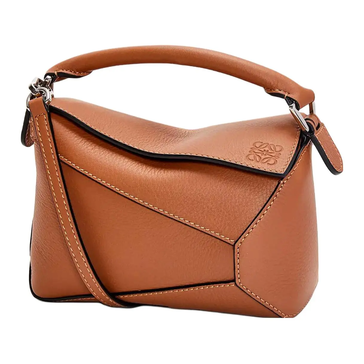 LOEWE Puzzle Mini Handbag for Women – Detachable Adjustable Leather Shoulder Bag in Tan
