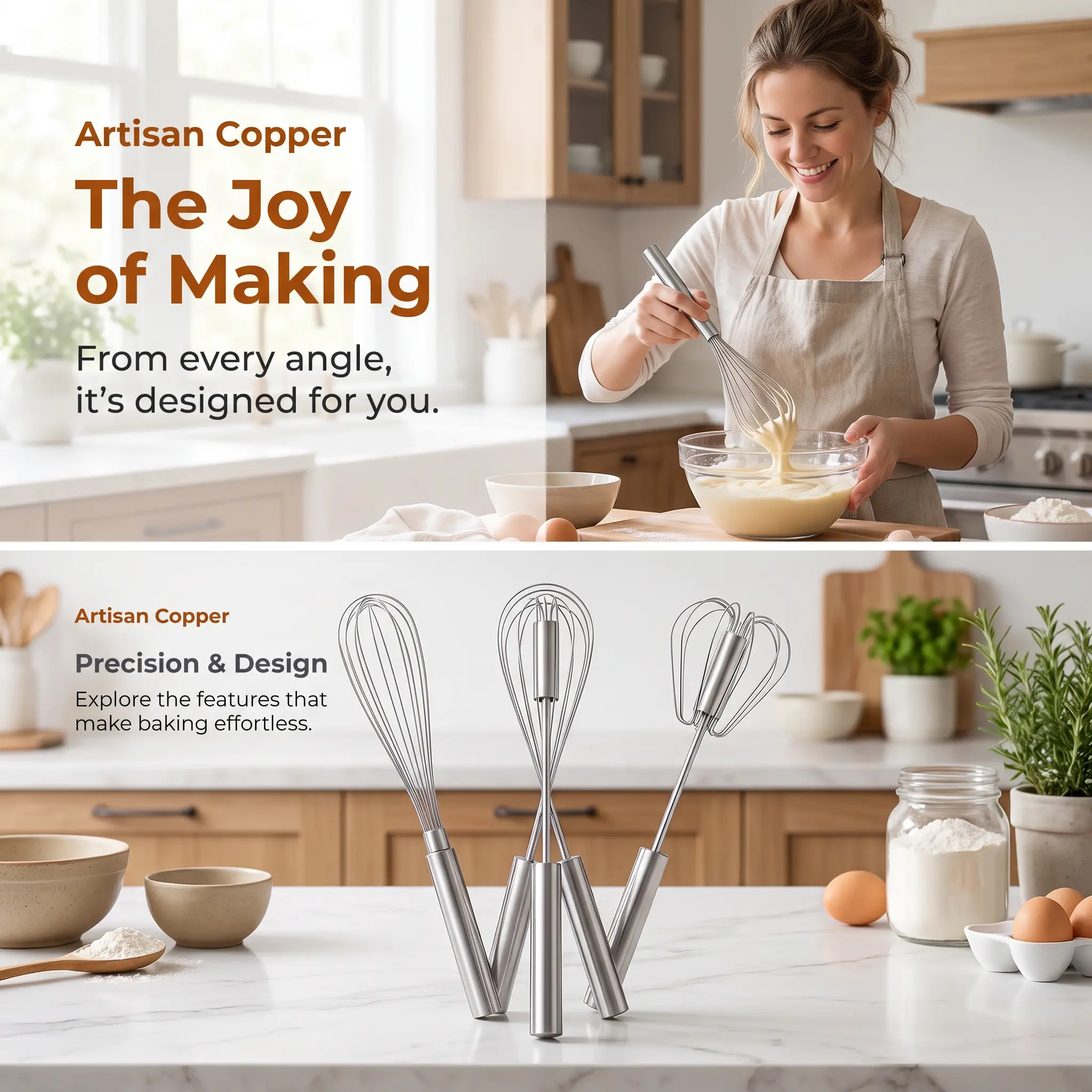 Hand-Push Rotary Egg Beater, Food-Grade Stainless Steel Semi-Automatic Whisk, Press & Spin Effortless Design for Whisking Eggs, Milk Cream & Baking Mixing