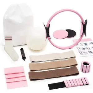 Pilates Kit, Home Pilates Kit with Pilates Ring and Ball Set,  Full Body Pilates Equipment Set with Resistance Bands, Sliders, Ankle Weights & Grip Socks for Home Workouts