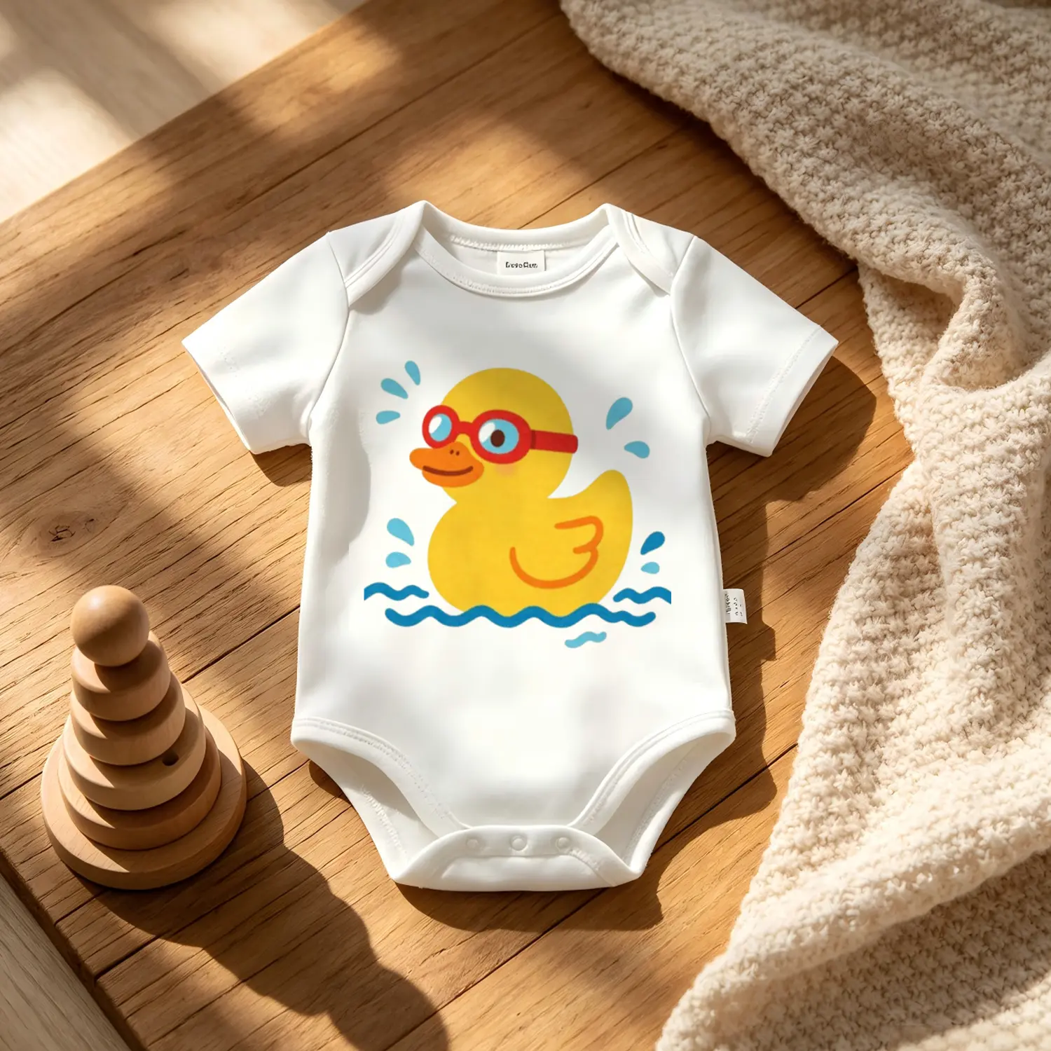 Cute Rubber Ducky Baby Onesie Soft Cotton Short Sleeve Bodysuit Unisex Newborn Essentials for Summer Everyday Wear and Baby Shower Gift