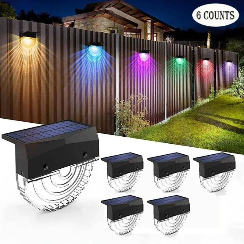 6 Piece Solar Deck Lights Upgrade Version, Outdoor Waterproof LED Solar Step Lights, Solar Fence Lights, Solar Garden Lights, Christmas Outdoor Decorations, Solar Decorative Lights