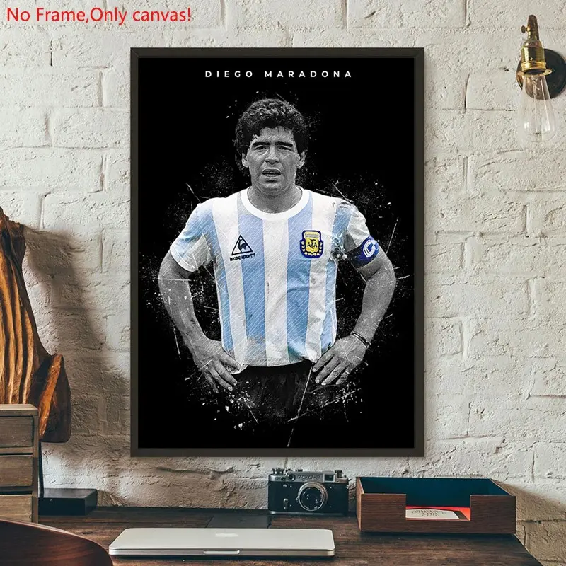1 piece/set frameless canvas painting print poster, Classic Football player art,Diego Maradona, a perfect gift for football loves, ideal gift for bedroom, living room, dorm hallway, kitchen, mural, wall decoration, room decor