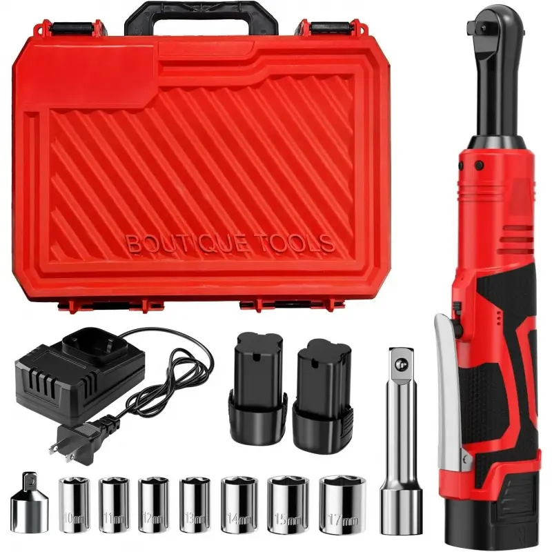 Electric Ratchet Wrench Set,40 Ft-lbs, 550 RPM, 16.8V Cordless Ratchet Wrench 3/8", Variable Speed Power Ratchet Tool Kit with 1/4" Adapter, LED Light, 2 * 2.0Ahand Fast Charger