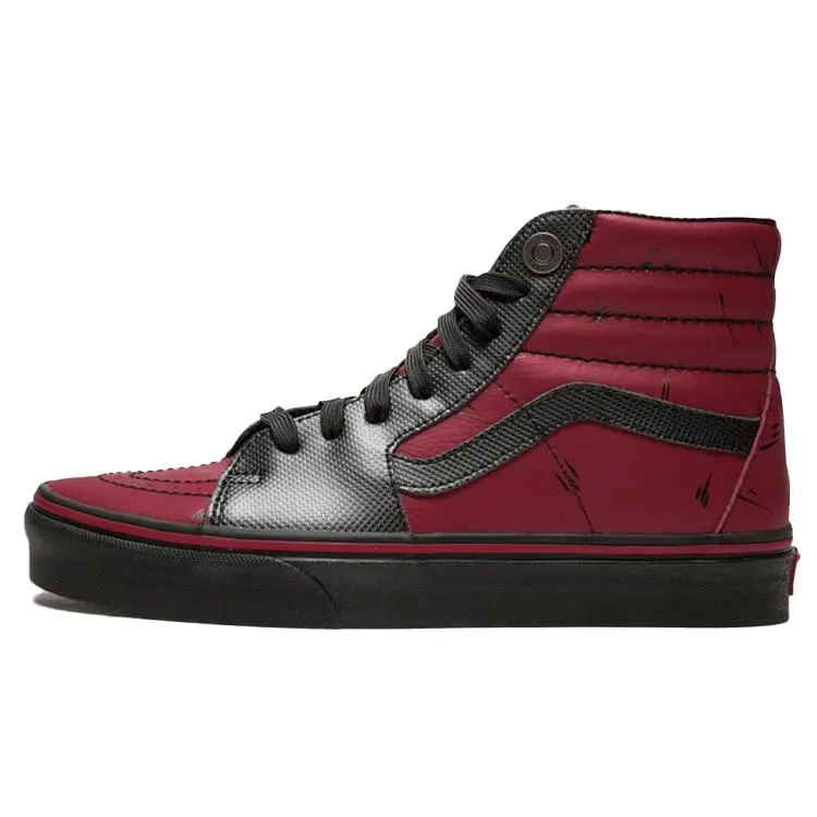 Vans SK8 Hi Casual High-Top Skate Shoes for Men and Women in Black and Deep Red Verifiable, with credentials and supporting global authentication