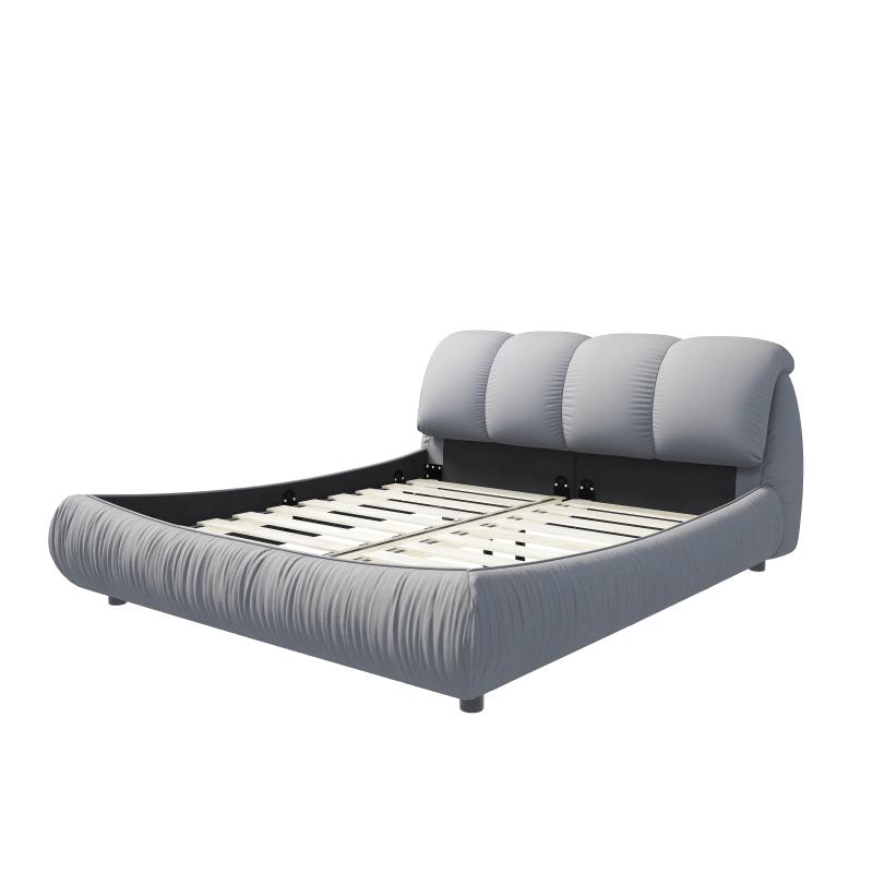 King Size Luxury Upholstered Platform Bed with Oversized Padded Backrest and Solid Wood Frame,suitable for Multiple heights of mattresses,Grey(Old Sku:W1885S00007)    RR
