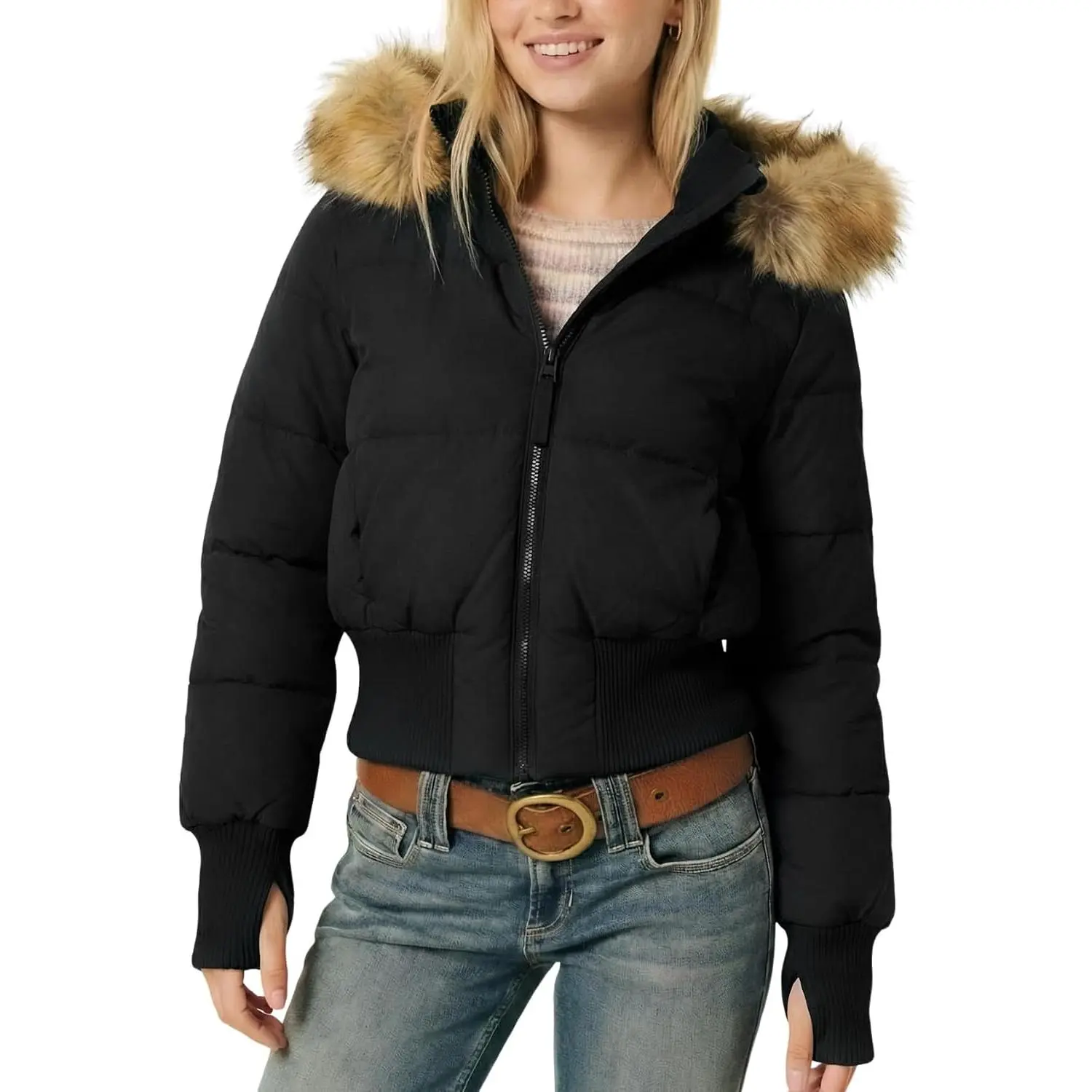Arssm Womens Cropped Puffer Jacket Hooded Winter Warm Puffer Coat Arssm Womens Cropped Puffer Jacket Hooded Winter Warm Puffer Coat