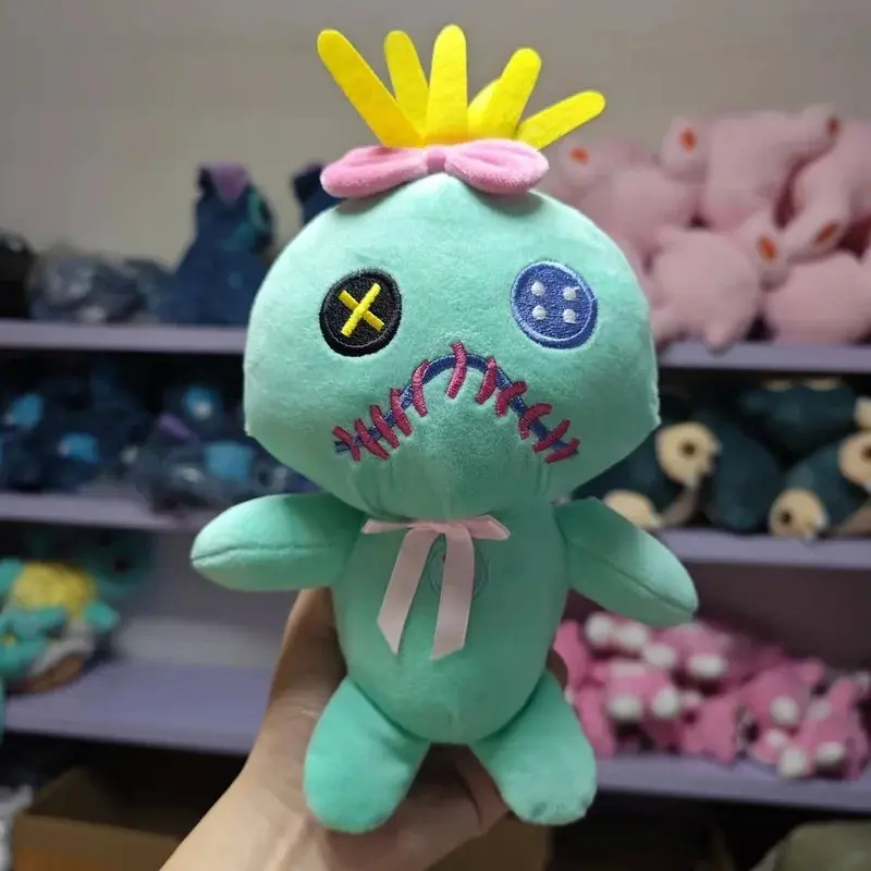 Scrump Plush Toys Pendant Cartoon Lilo and Stitch Plush Toys Soft Stuffed Kawaii Green Doll Xmas Gift For Boys