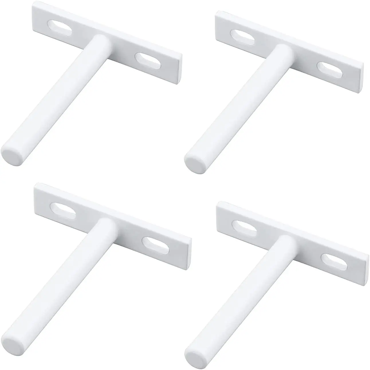 4 count 3 Inch Heavy Duty Blind Shelf Supports  Brackets,White | Heavy Duty Solid Stainless Steel T-Shaped Invisible Wall Mount Shelf Supports for  Floating Wall Shelves