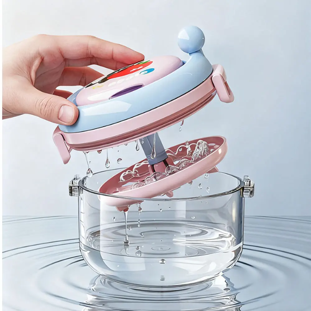 Oral Retainer Cleaner Case - Compact, Gentle Cream Cleaning Portable Leak-Proof Travel Mouth Guard Container, 3-Layer Denture Bath Box with Drain Tray and built-in Mirror
