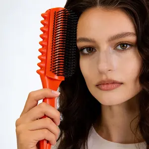 Hair Brush Defining Styling Brush 1 Count Detangling and Shaping Feature with 9-Row Nylon Pins and Non-Slip Ergonomic Handle Curved Design for Thick Curly and Wet Hair Salon Quality Home Haircare