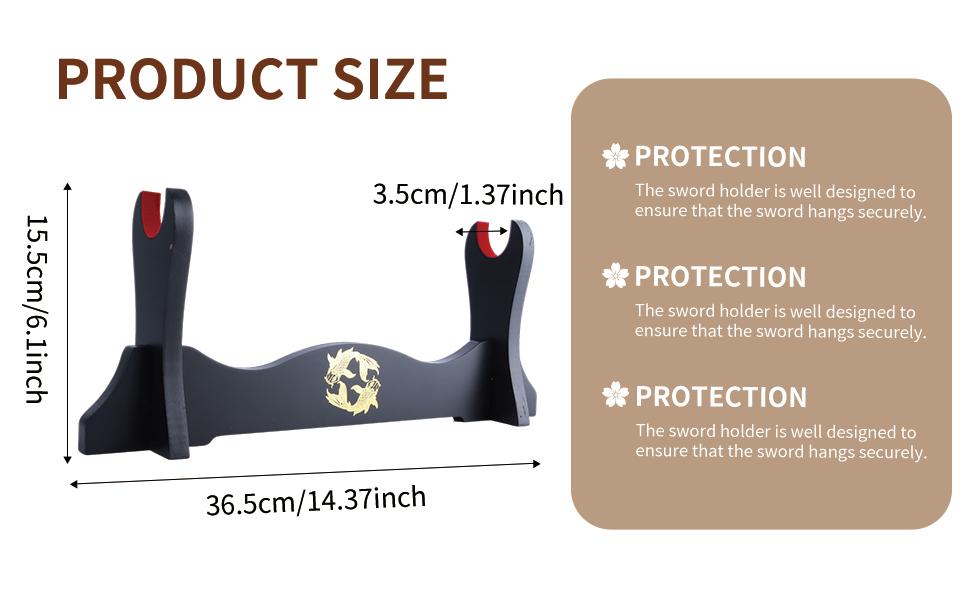 Sword Holder Japanese Velvet Padded Katana Stand Samurai Display Rack Support All Tanto Sword yin and yang 3 Tier