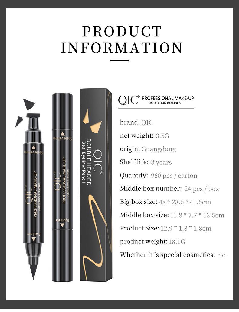 QIC 2-in-1 Stamp Eyeliner Pen | Waterproof & Smudge-Proof | Long-Lasting Winged Eye Makeup