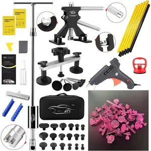 Dent Puller Kit, Paintless Dent Remover Tool with High Viscosity Puller Tabs & Glue Sticks Hot Glue , 2-in-1 Slide Hammer T-bar, PDR Tools Set for  Dent Repair Hail Damge or Door Dings