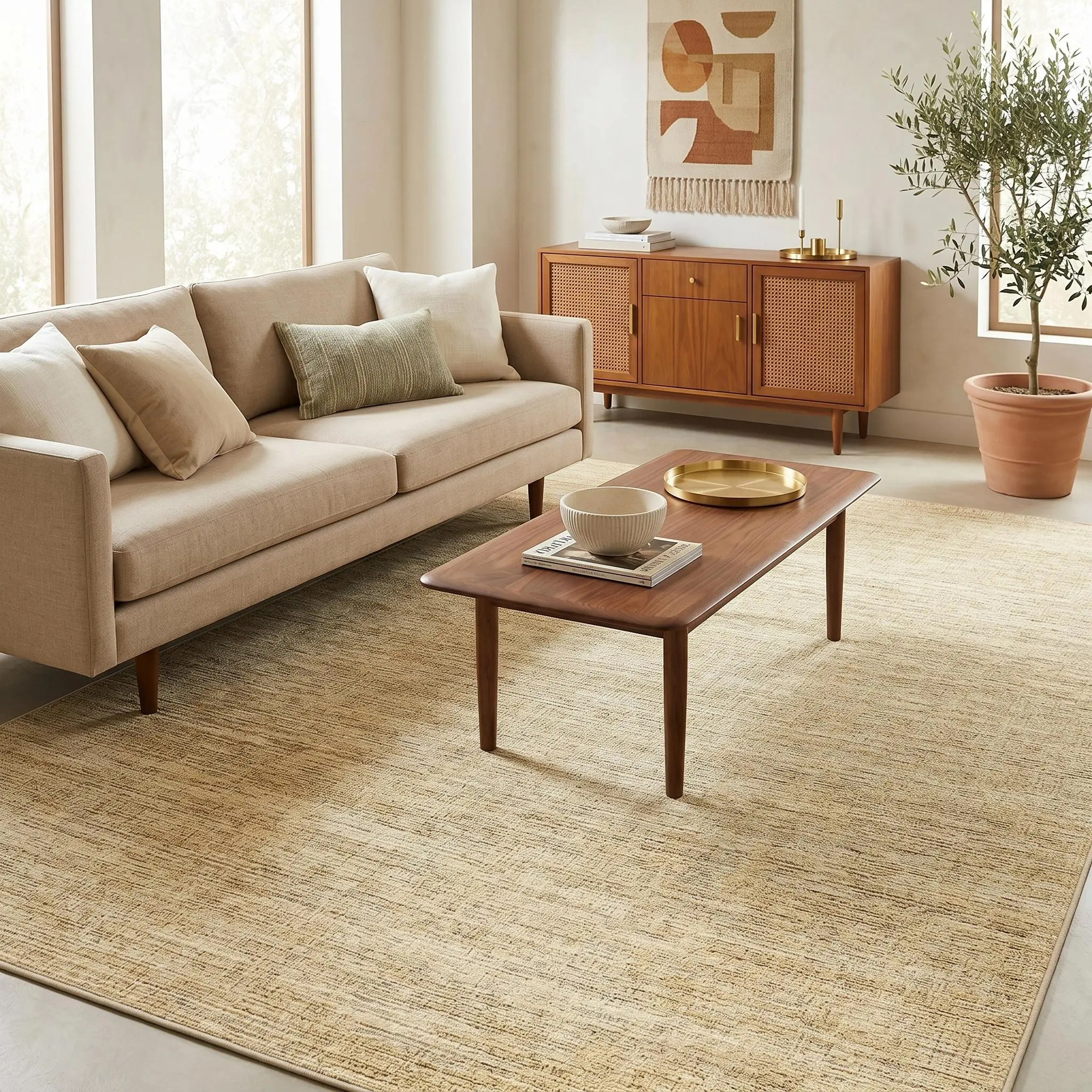 Aesthetic Solid Linear Textured Minimalist Area Rug Thin Low Pile Non Slip High Traffic Rugs for Living Room Bedroom Washable Soft Stain Resistant Pet Friendly Floor Carpet Mat Kitchen Hallway Office Farmhouse Apartment Nursery Modern Home Decor