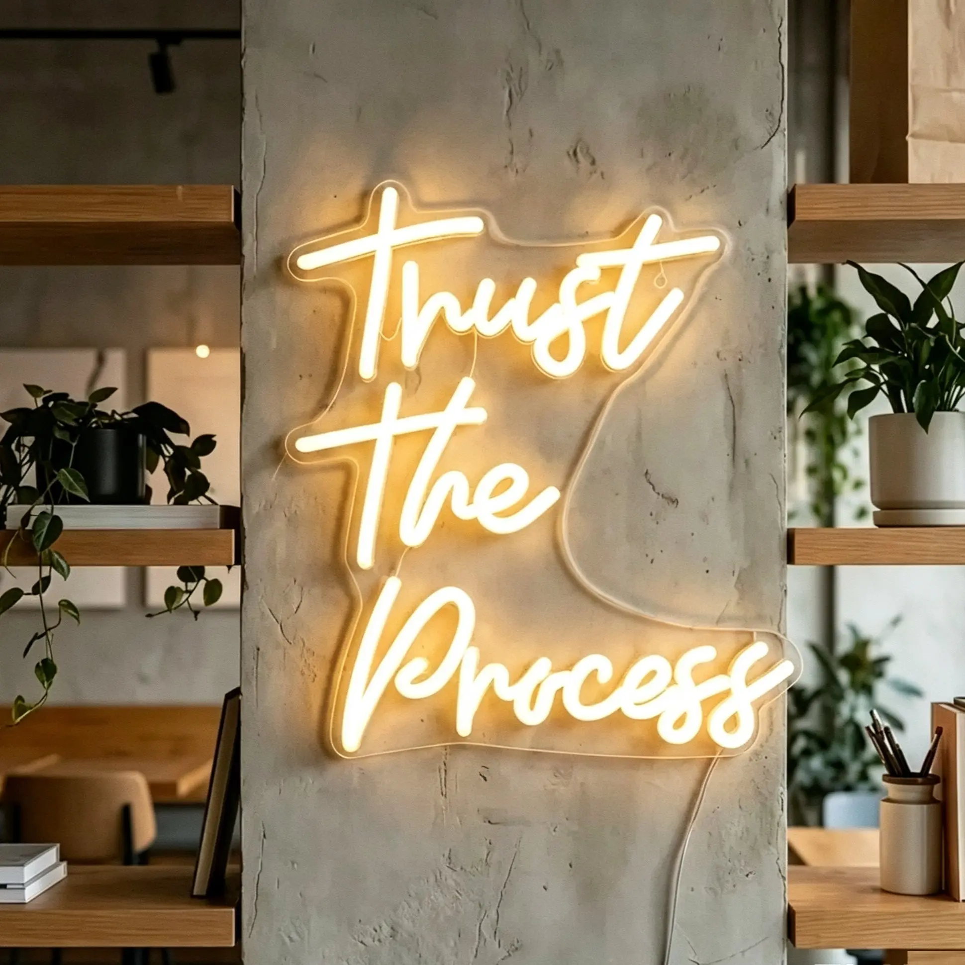 Trust the Process Decorative Light, USB Powered, Adjustable Brightness, 28x25cm Size, Ideal for Home Decoration, Energy Efficient Lighting Solution