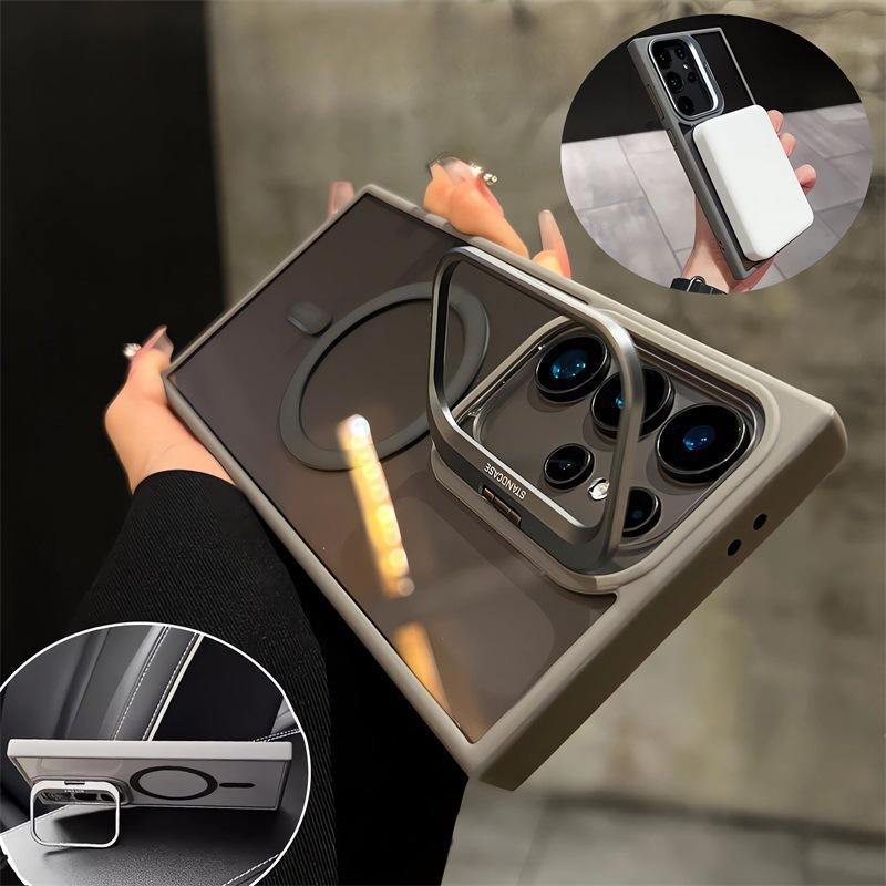 For S25 Ultra/S22 Plus/224/S23 magnetic phone case concealed metal lens holder transparent cover HN112