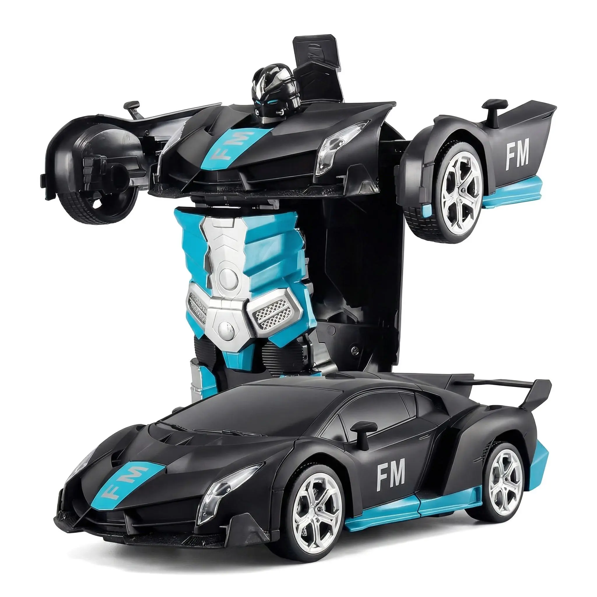 Hengkai Toys Factory 2-in-1 RC Transformer Car - Plastic Remote Control Toy Car, Battery-Powered, 1-Button Transformation, 360° Rotating Drift, LED Lights, Indoor Interactive Racing Gift for Kids Ages 3-4,6+