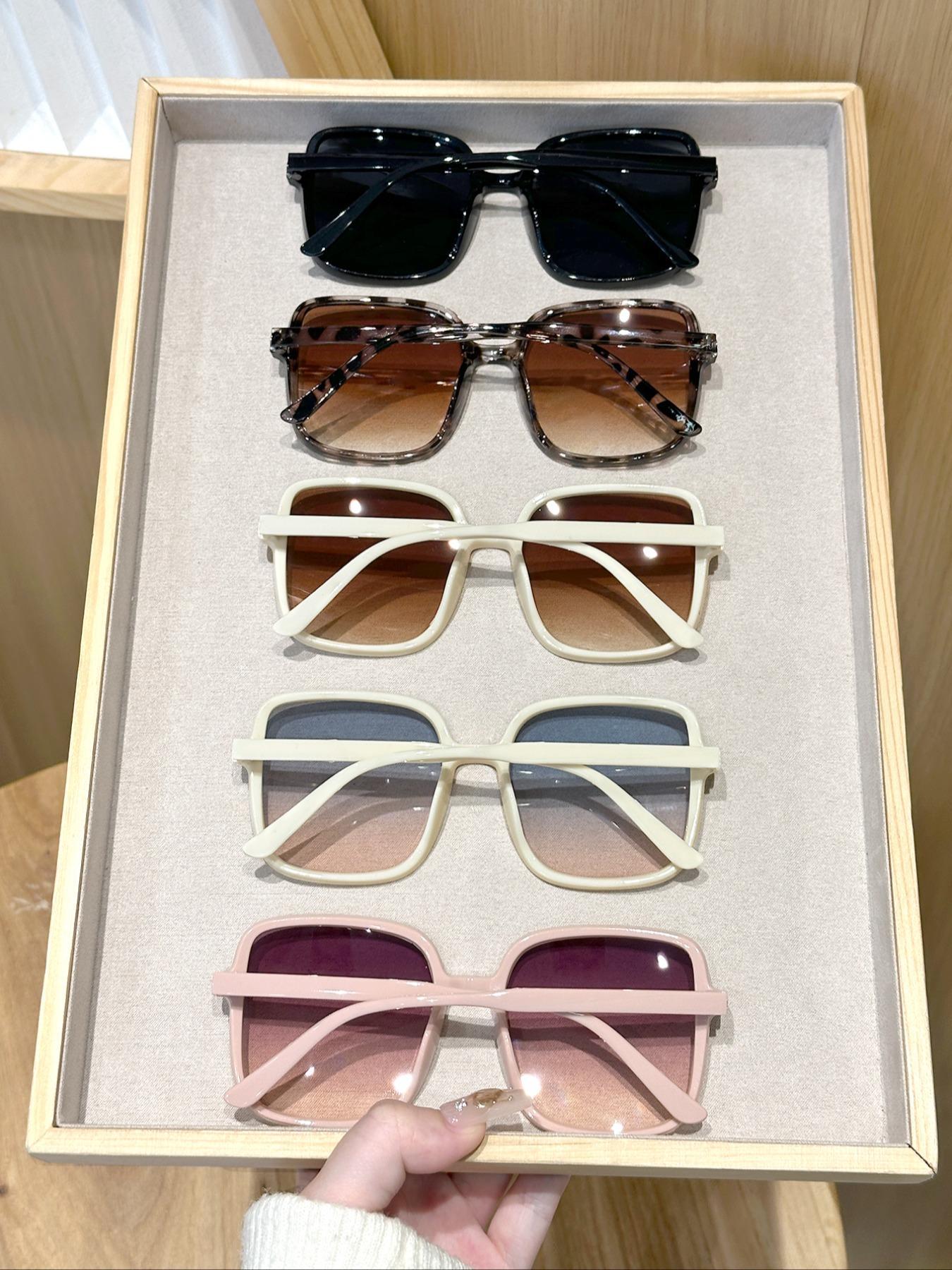 Unisex Stylish Large Square Frame Glasses, Trendy Casual UV400 Protection Tinted Lens Glasses for Everyday Use, Fashion Accessories for Outdoor Activities, Trendy Sunglasses, Sunglasses Frames