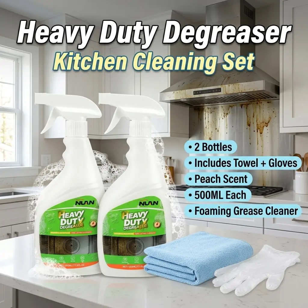 NUAN Heavy Duty Degreaser Spray - 500ml Bottle Powerful Household Kitchen Cleaner for Ovens, Stovetops, All Kitchen Surfaces - MY0522, 500 Ml Bottle