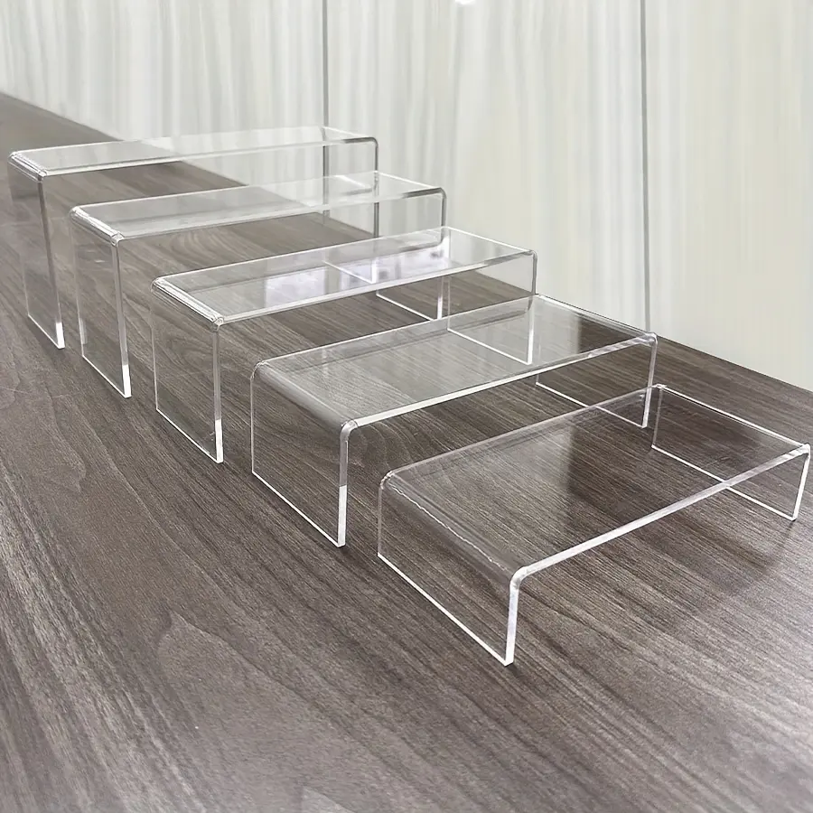 5-Piece Set U-Shaped Clear Acrylic Display Stands – Small Merchandise, Desktop Ornament, and Figurine Risers for Retail Display