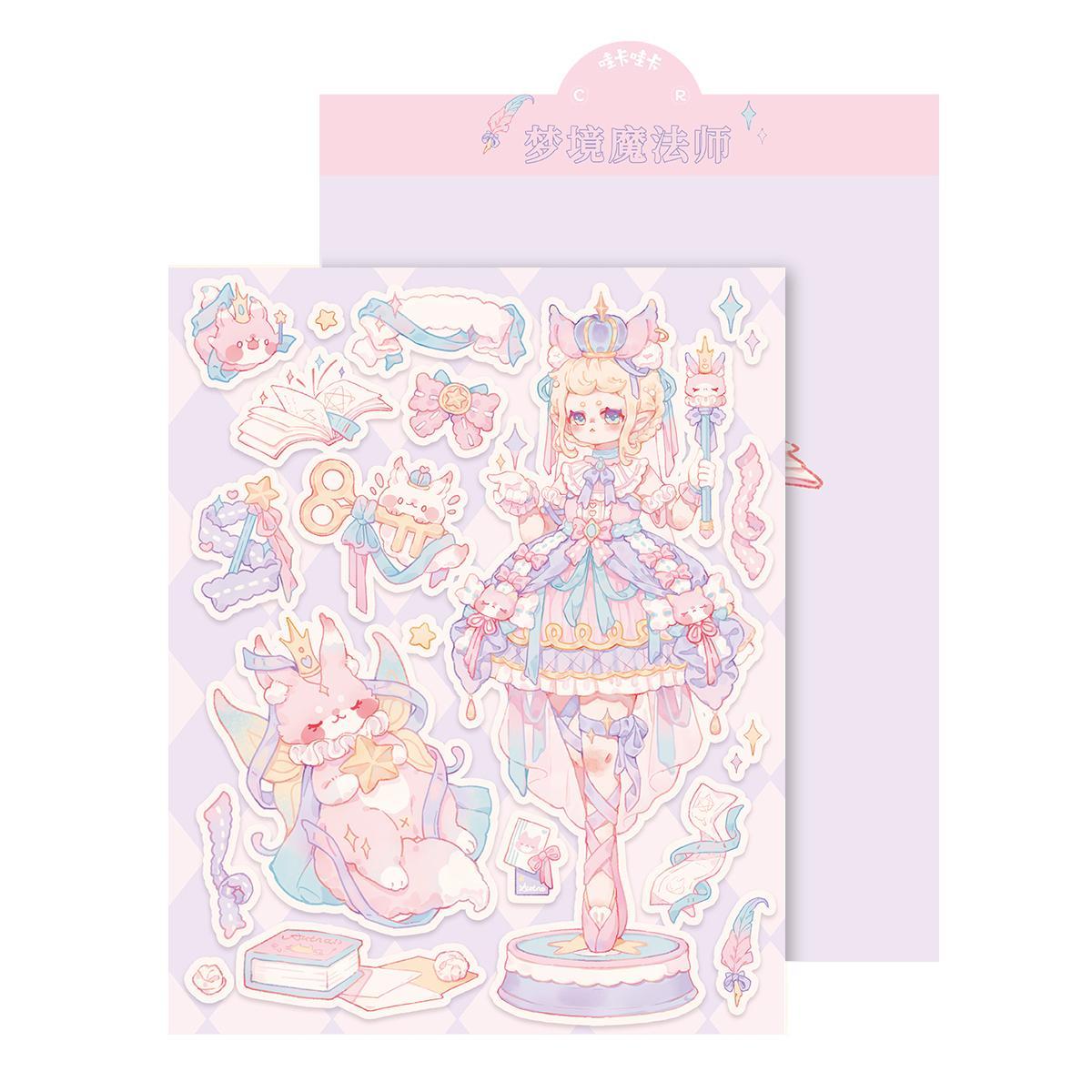 Room Decor Cute Cartoon Girl Pattern Sticker, Waterproof Self Adhesive Decorative Sticker, Fun Decor Sticker for Gift Greeting Card Water Bottle Laptop Phone DIY Scrapbooking Journal Making