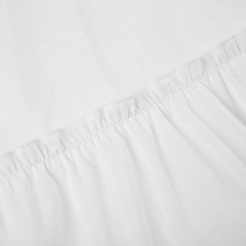 Women's White Tiered Long Skirts Drawstring Elastic Waist Solid Color Ruched Midi Skirts Side Split Fitted Cotton Fabric Basic Chic Style