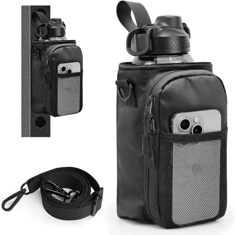 Magnetic Gym Bag for Men, Magnetic Gym Water Bottle Bag, Water Bottle Holder with Phone Pockets, Powerful Magnet Gym Pouch, Magnet Crossbody Bags, Gym Accessories for Women, Water Bottle Carrier