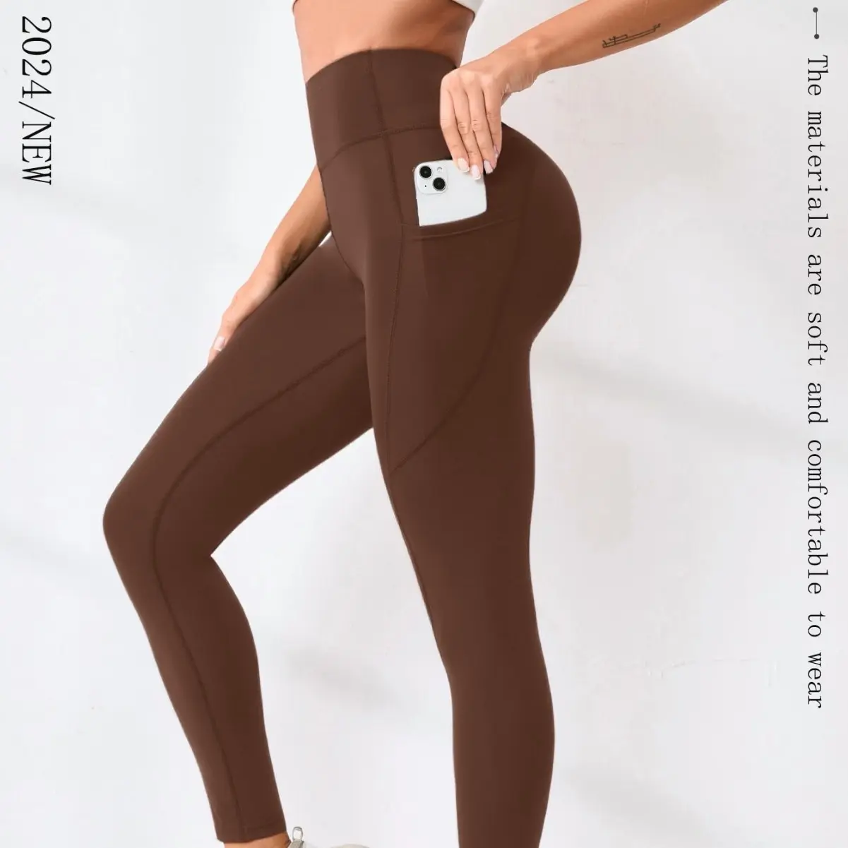 Women's High-Waist Yoga Pants, Basic Solid Stretch Leggings, Slim Fit Workout Bottoms for Running & Sports