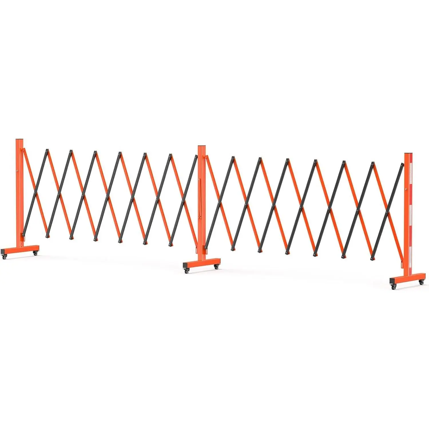 Expandable Metal Barricade with Wheels - 16FT Adjustable Safety Barrier, Folding Fence for Field Events Crowd Control, Heavy-Duty Portable Setup Construction Gate (Lockable Casters, Easy Storage)