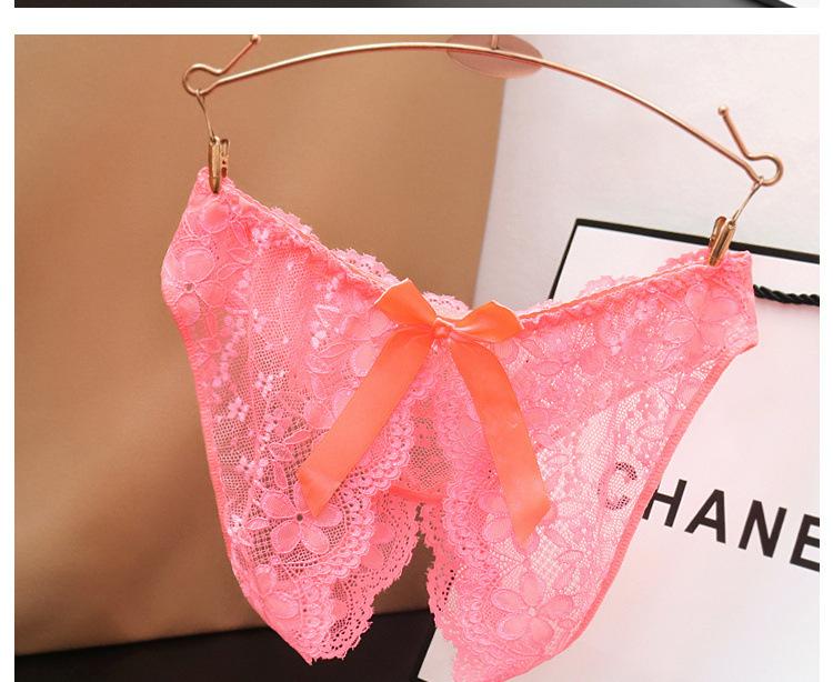 Women's Open Crotch Panties Low Waist Sexy Lace Transparent No-Remove Plus Size Briefs