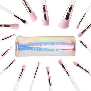 PINK 16 BRUSH SET IN HOLO BARREL BAG - MADE BY MITCHELL, Makeup Brushes Set