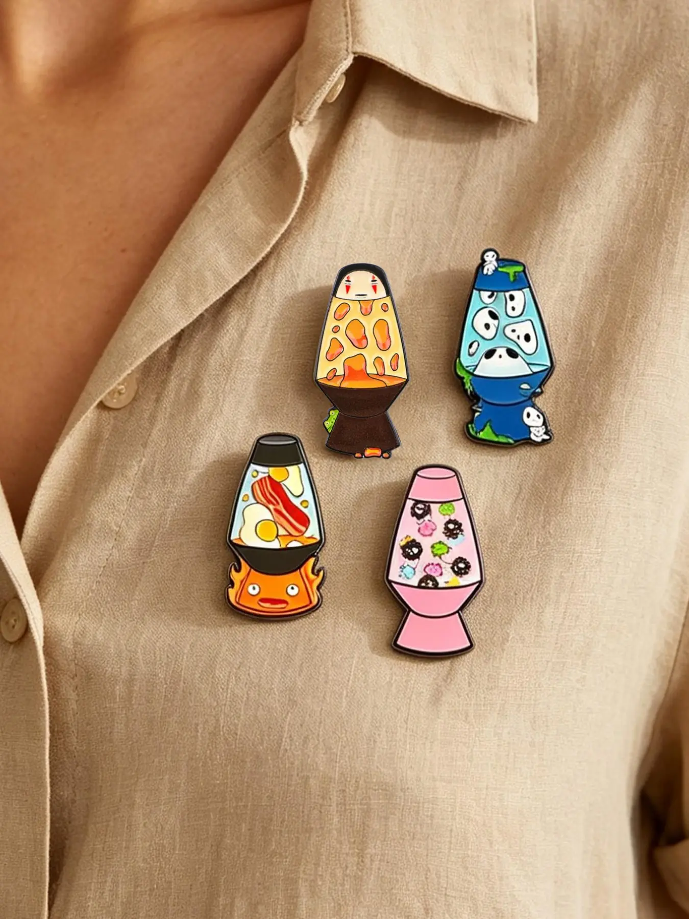 4 Piece Anime Movie Enamel Pin Set, Fairy Tale Elf Brooches, Unisex Jacket Pins, Fashion Lapel Badges, Jewelry Gift for Friends, Alloy Brooch Pin