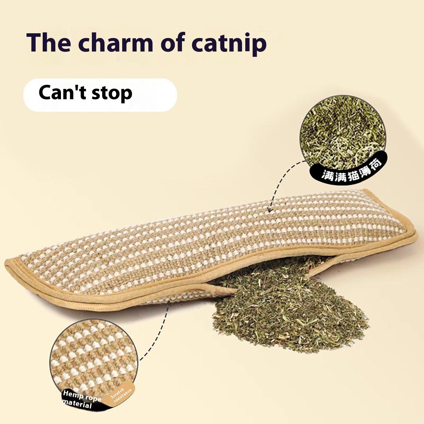 Interactive Catnip Sisal Pillow - Heavy Duty Cat Scratching Pad for Claw Care & Play, Eco-Friendly Natural Fiber Mat for Indoor Kittens & Adult Cats