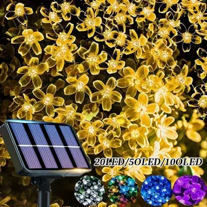 Solar Outdoor Cherry Blossom Light String with 8 Different Modes, Suitable for Various Occasions Such As Garden Paths/balcony Decoration/wedding Parties/Valentine's Day/Thanksgiving/Christmas Cherry Blossom String Lights.