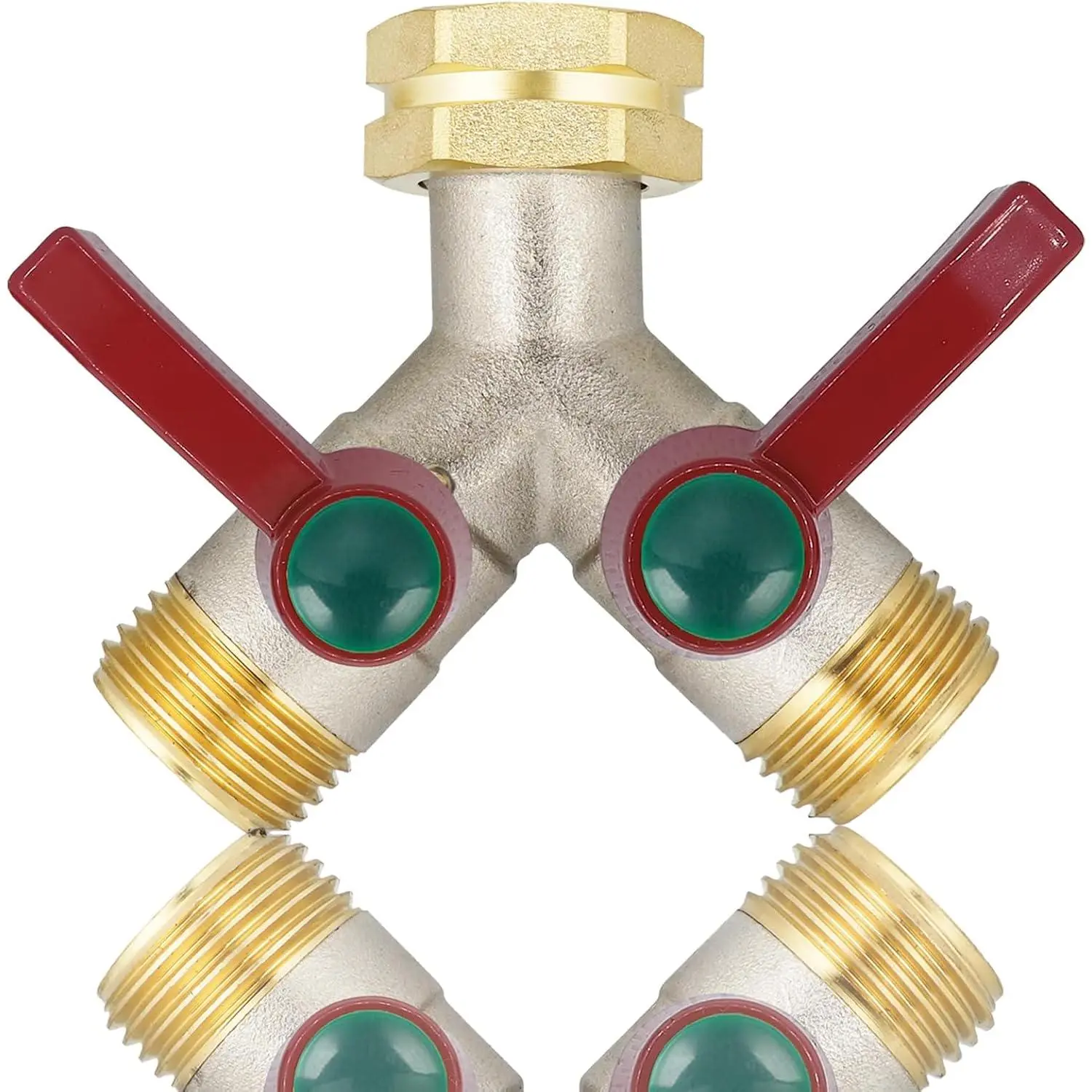 Brass Hose Splitter, High Flow Splitters, Garden Hose Splitter, 2 Way Water Splitter, Faucet Splitter, Heavy Duty Splitter, Valve 3/4 Inch GHT Thread