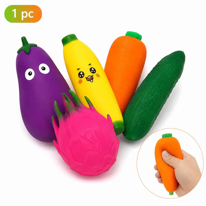 1 PC Fruit or Vegetables Squishies Squeeze Toys , Sunny Day, Food Squishies with Banana Dragon Fruit Squishy, Fidget Toys, Squishy Sensory Fidgets, Washable Safe Soft Stress Relief Toys, Stress Relief Tools, Party Classroom Gift for Teens and Adults