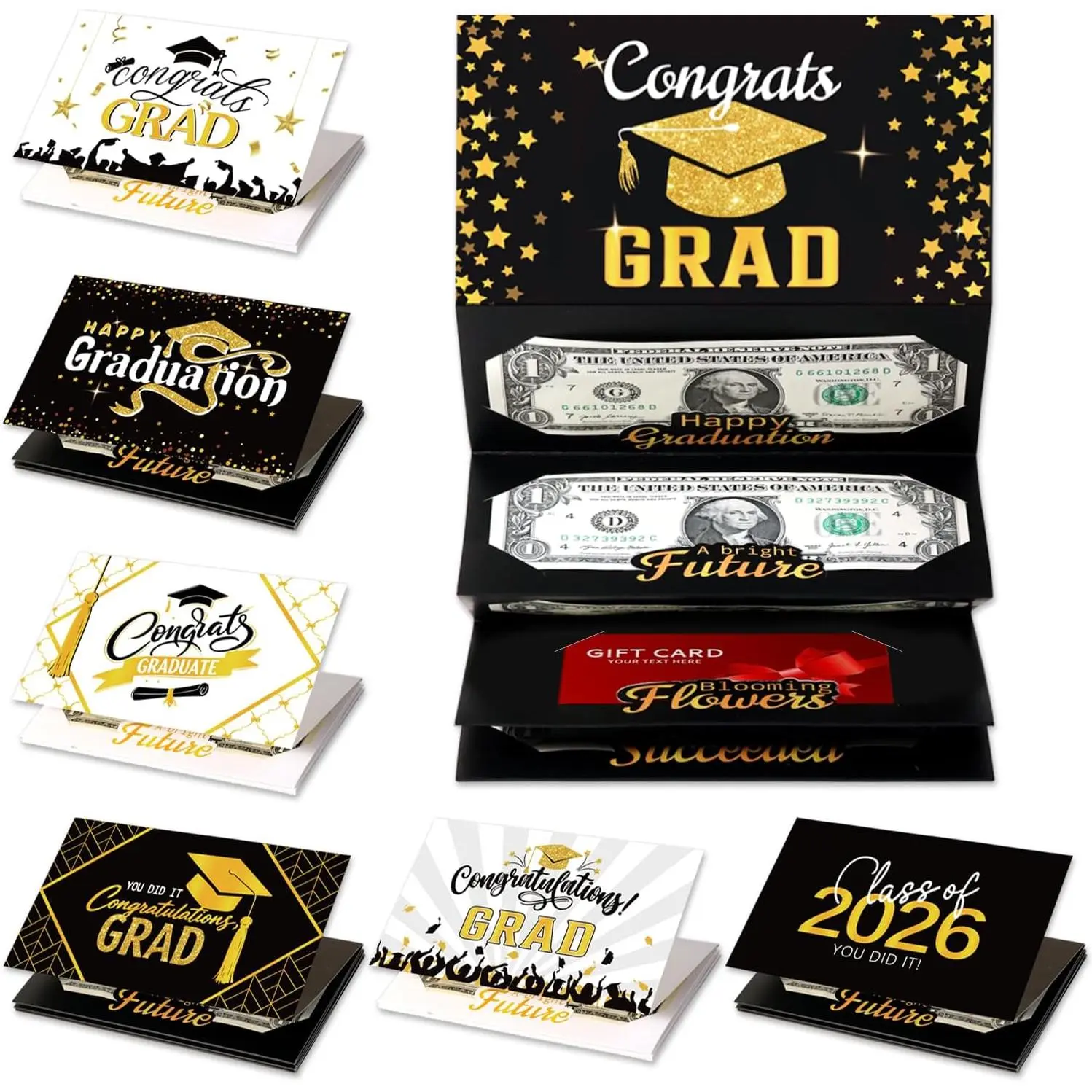 Graduation  Holder Card Booklet for Graduation Gifts | 6-Slot Bill &  Card Envelopes Class of 2026 Grad Bulk  Ideas for Him Her College Middle High School Graduates