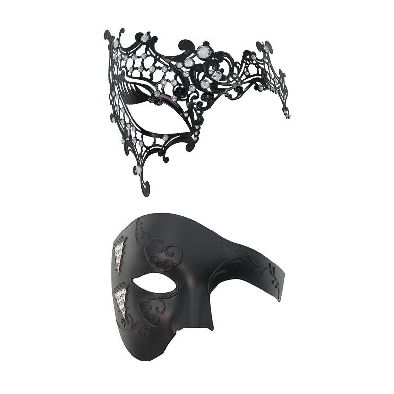 Venetian Carnival Half Face Mask, Rhinestone Phantom of the Opera One-Eye Mask for Couples & Masquerade Party