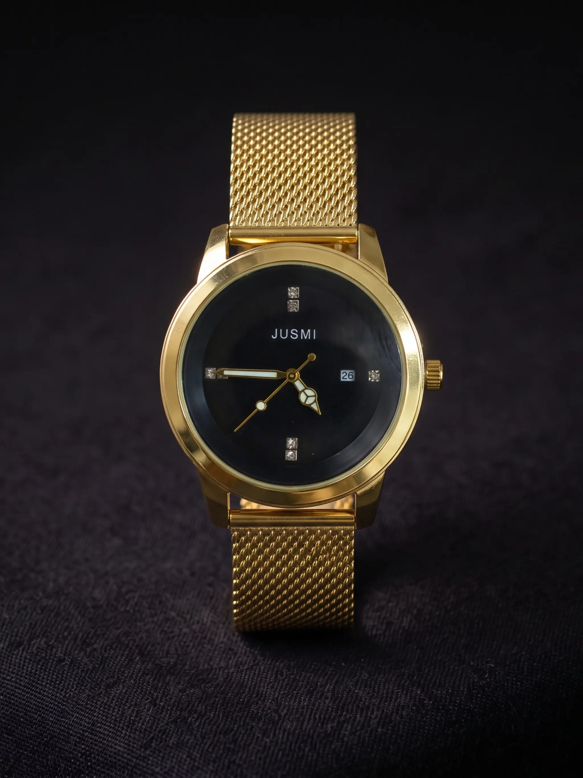 Jusmi Women's Quartz Watch, Elegant Milanese Strap, Dial with Diamond Markers, Casual Style, Perfect for Office and Dates
