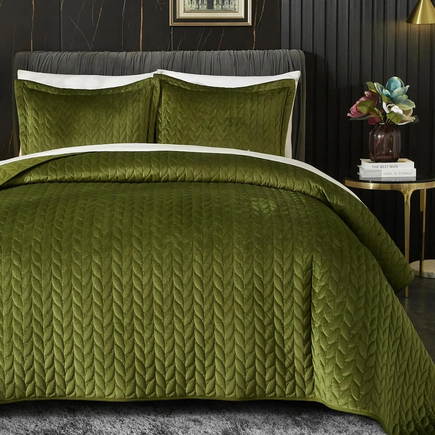 Quilt  Size Green Lightweight  Comforter Set  Bedspread Coverlet Full for   3 count Luxury Quilted Bedding