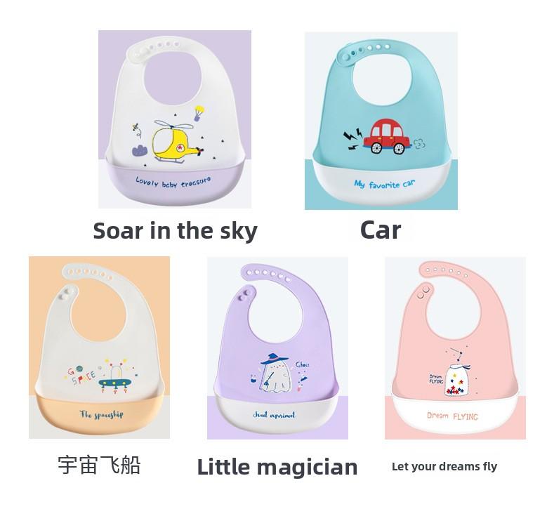 Food Grade Silicone Baby Bib, Ultra Soft Waterproof Feeding Bib for Toddlers