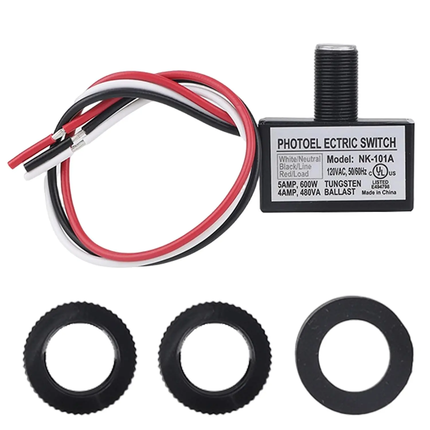 105V-130V AC Photocell Light Control Sensor, Photocell Sensor with Nuts and Washer  Auto /Off Photoelectric  for Outdoor Lighting