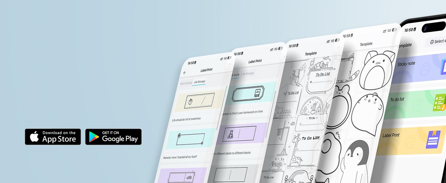 Print Pods Mini Printer, Thermal Inkless Sticker Maker With 10 Rolls Printing Paper, Pocket Printpod For Phone, Portable Printer For Notes, Flashcards, Journal, DIY, Compatible With iOS & Android