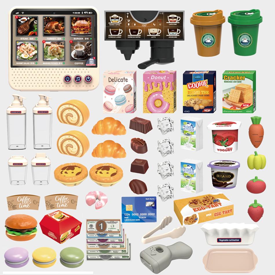 Mini Kitchen Playset Toy,75 PCS Play Kitchen with Realistic Steam and Lights, Role Playing Game Pretend Food and Cooking Playset, Mini Kitchen Accessories Set Girls Boys